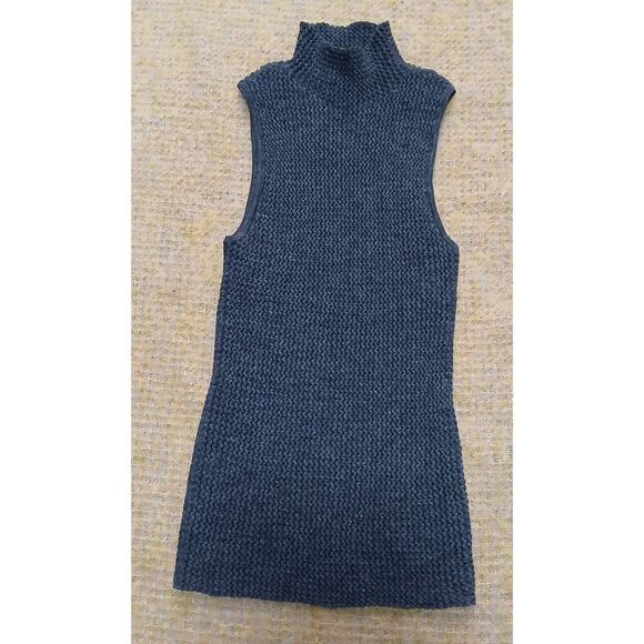 Theory womens small gray BABY ALPACA Rib mockneck stretch top vest - Picture 2 of 8